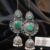 Malachite Chandni Chand-Bali Jhumka Earrings with Multi-Color Meenakari