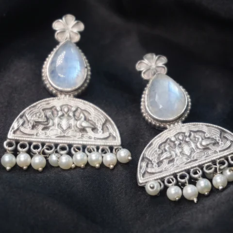 The Mayura Moonstone Chandbalis